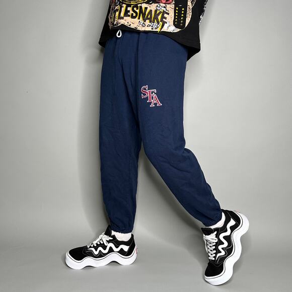 Vintage Joggers Stephen F Austin University Navy Blue Cotton Sweatpants 90s - Picture 1 of 4